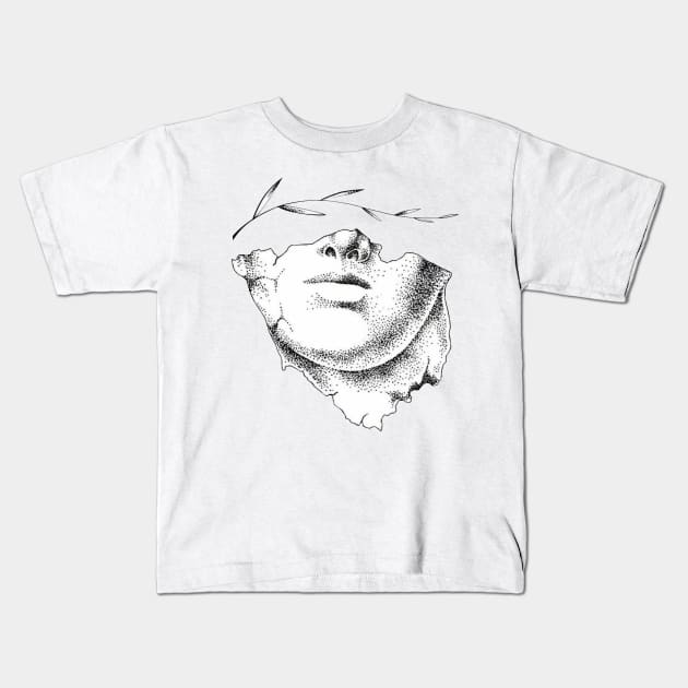 Statue with laurel eyes - Drawing - B&W Kids T-Shirt by euror-design